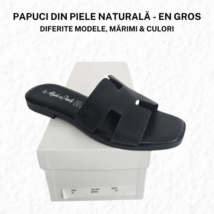 Papuci de damă, din piele naturală