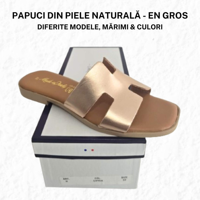 Papuci de damă, din piele naturală