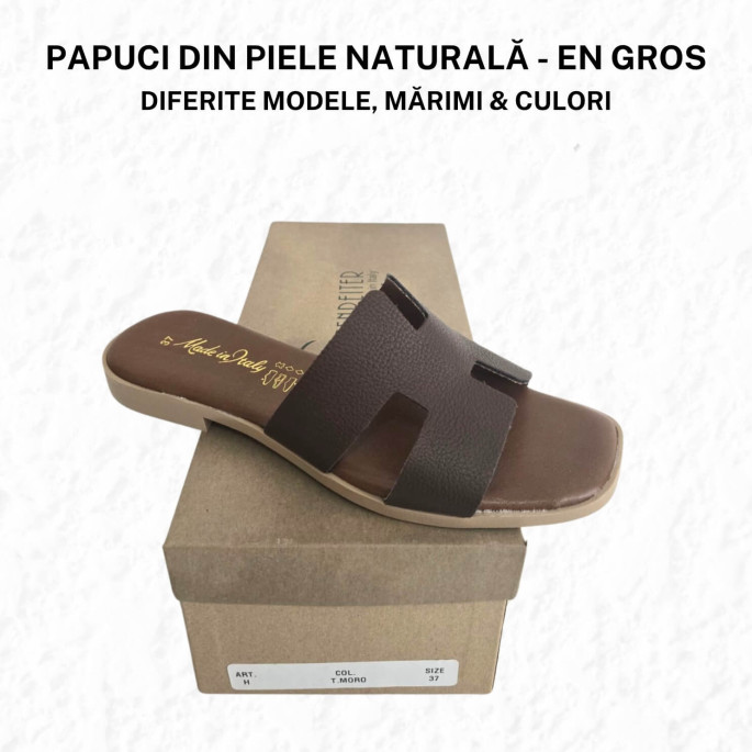 Papuci de damă, din piele naturală