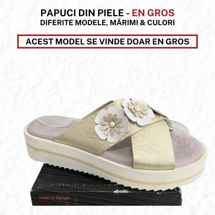 Papuci casual, de damă, din piele