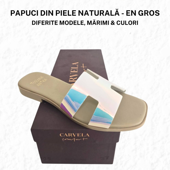 Papuci de damă, din piele naturală