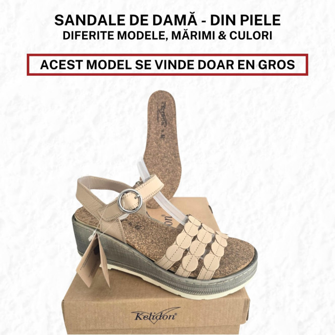 Sandale de damă, din piele, EN GROS