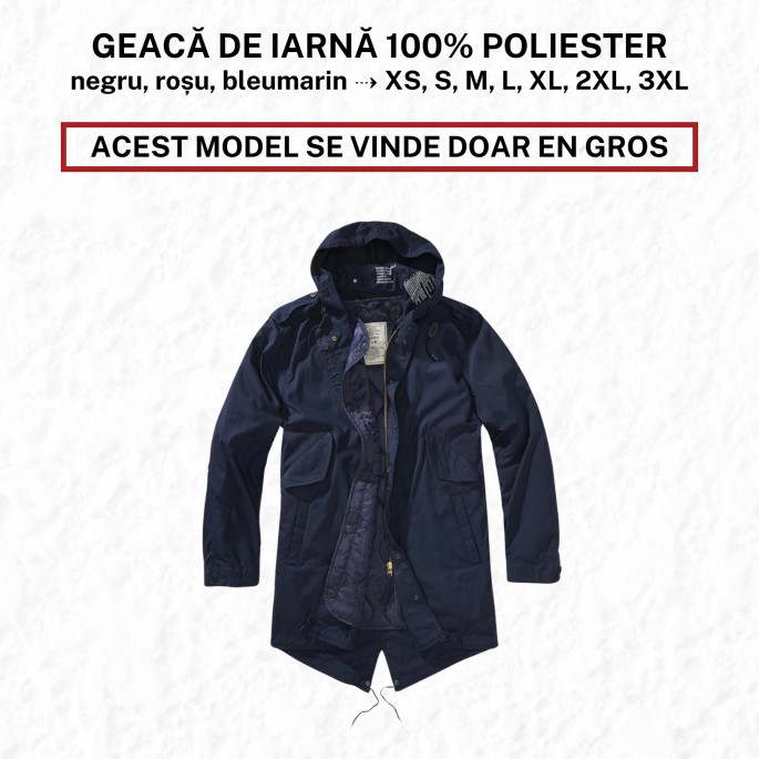 Geacă de iarna din poliester 100%, cu glugă detașabilă