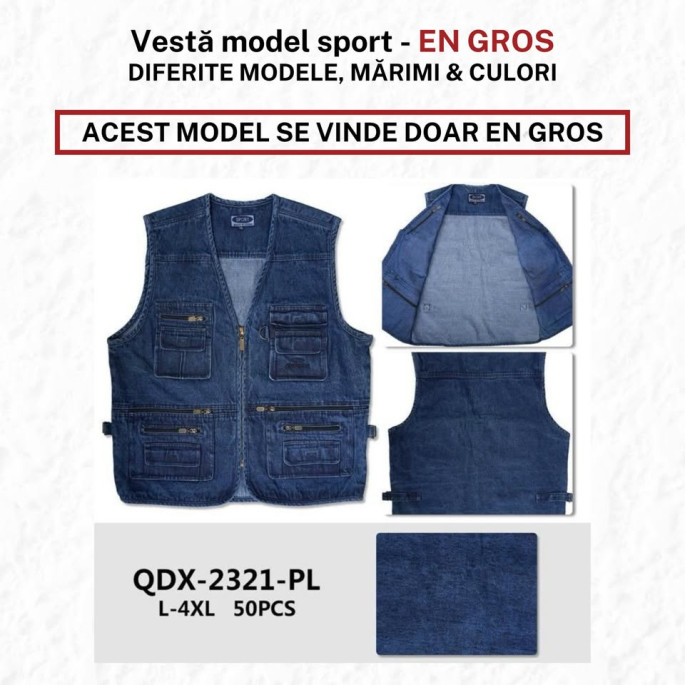Vestă sport jeans pentru bărbați - model V2